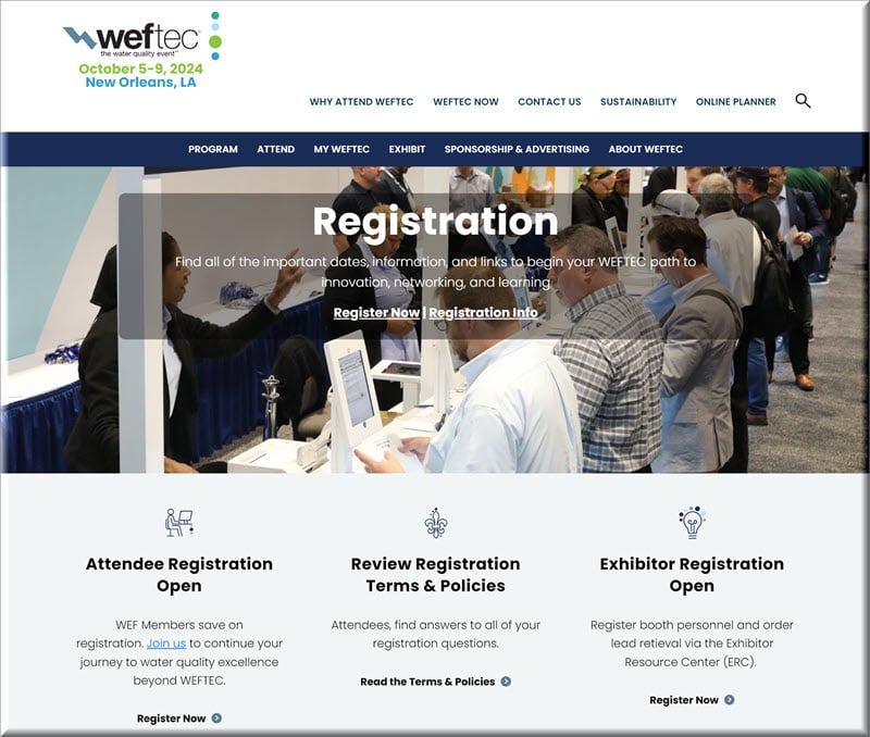 WEFTEC Registration Landing Page